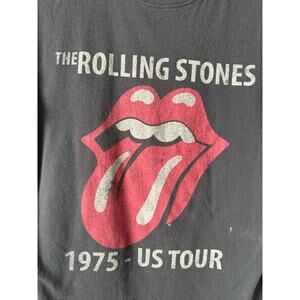 The Rolling Stones 1975 US Tour Graphic Tee Black Unisex Size M Rock Band TShirt